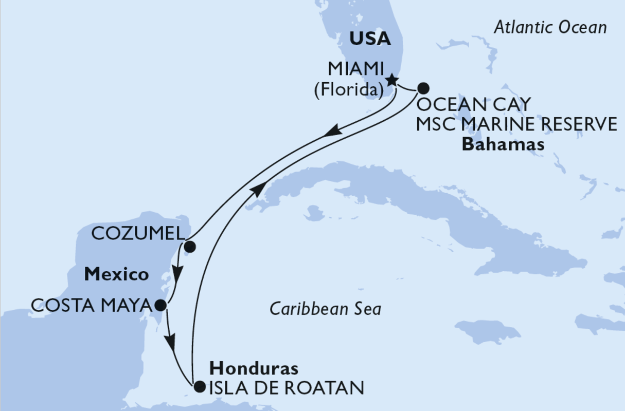 Križarjenje po Karibih - Miami, Honduras, Mehika, Bahami