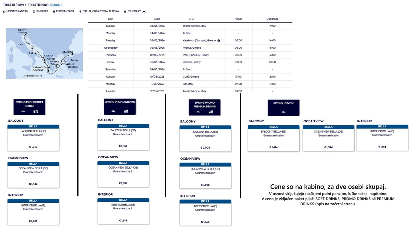 KRIŽARJENJA MSC - POSEBNA POMLADNA PONUDBA (SPRING PROMO) - INDIVIDUALNI ODHODI