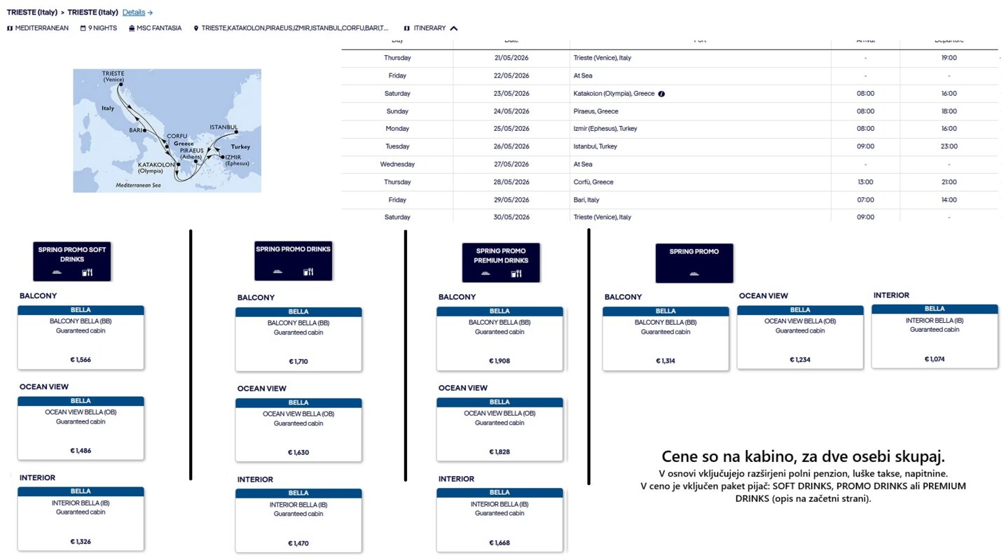 KRIŽARJENJA MSC - POSEBNA POMLADNA PONUDBA (SPRING PROMO) - INDIVIDUALNI ODHODI