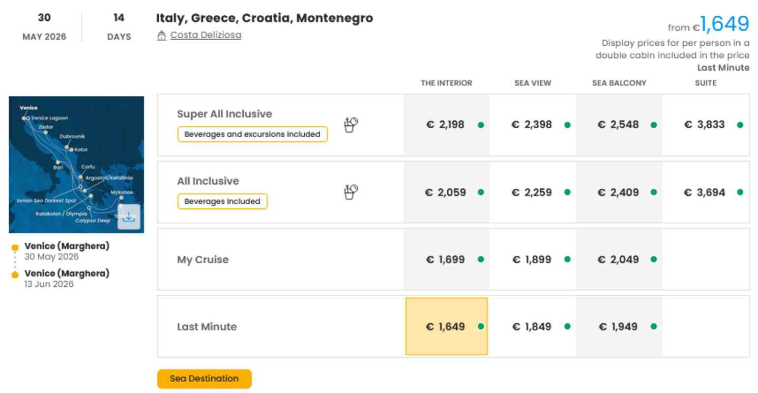COSTA - LAST MINUTE na dan 27.03.2026