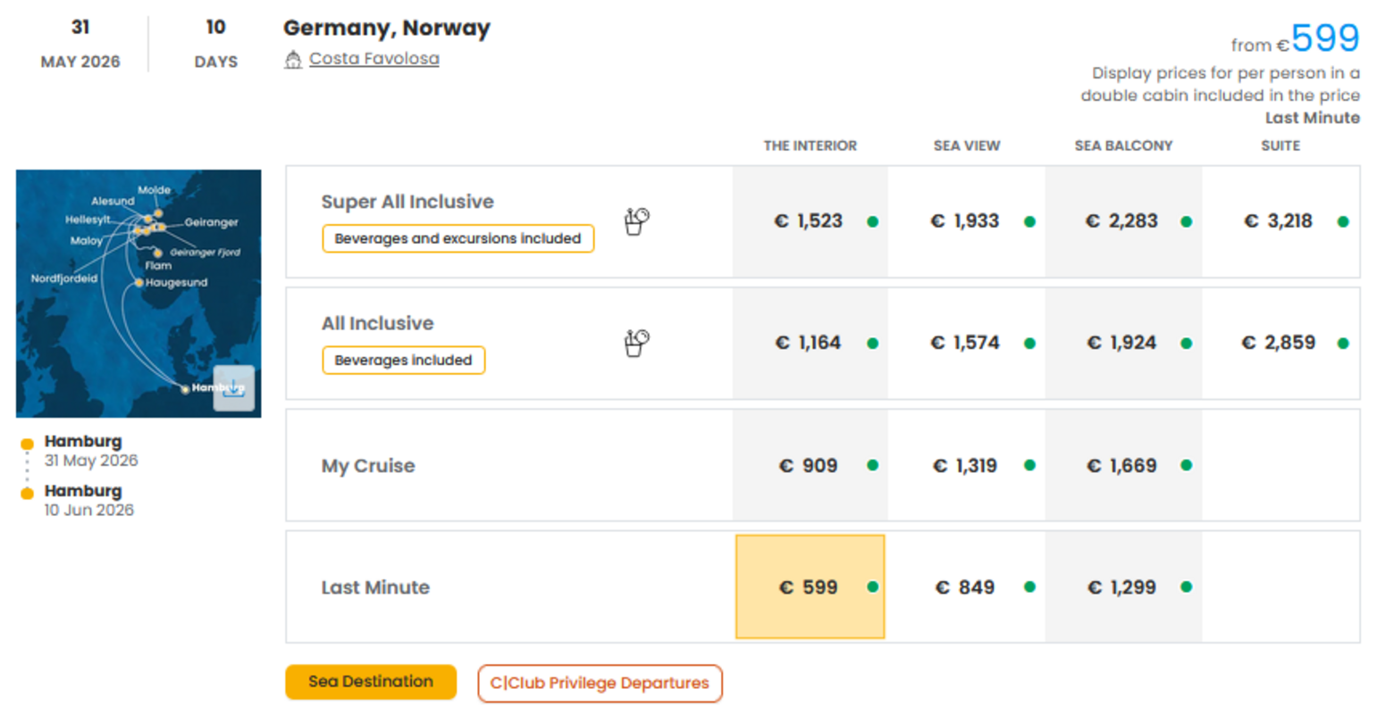 COSTA - LAST MINUTE na dan 27.03.2026
