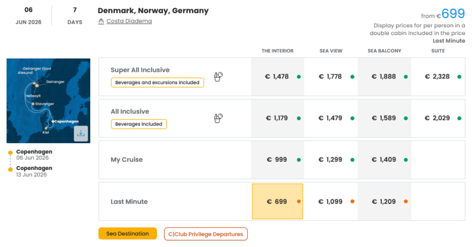 COSTA - LAST MINUTE na dan 27.03.2026