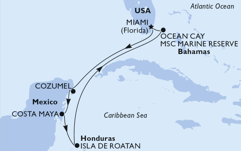 Križarjenje po Karibih - Miami, Honduras, Mehika, Bahami